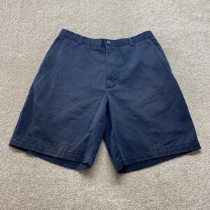 Nike Golf Shorts Mens 34 Medium Navy Blue Chino Swoosh Logo Classic 100% Cotton